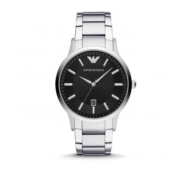Emporio Armani Renato Quartz Black Dial Silver Steel Strap Watch For Men - AR11181 - Image 2